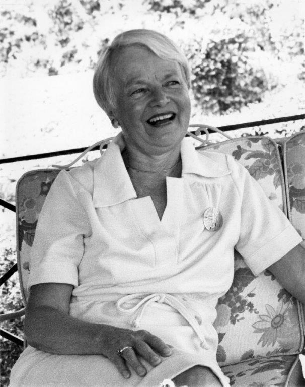 Black and white photo of Helen Ross Mcnabb smiling
