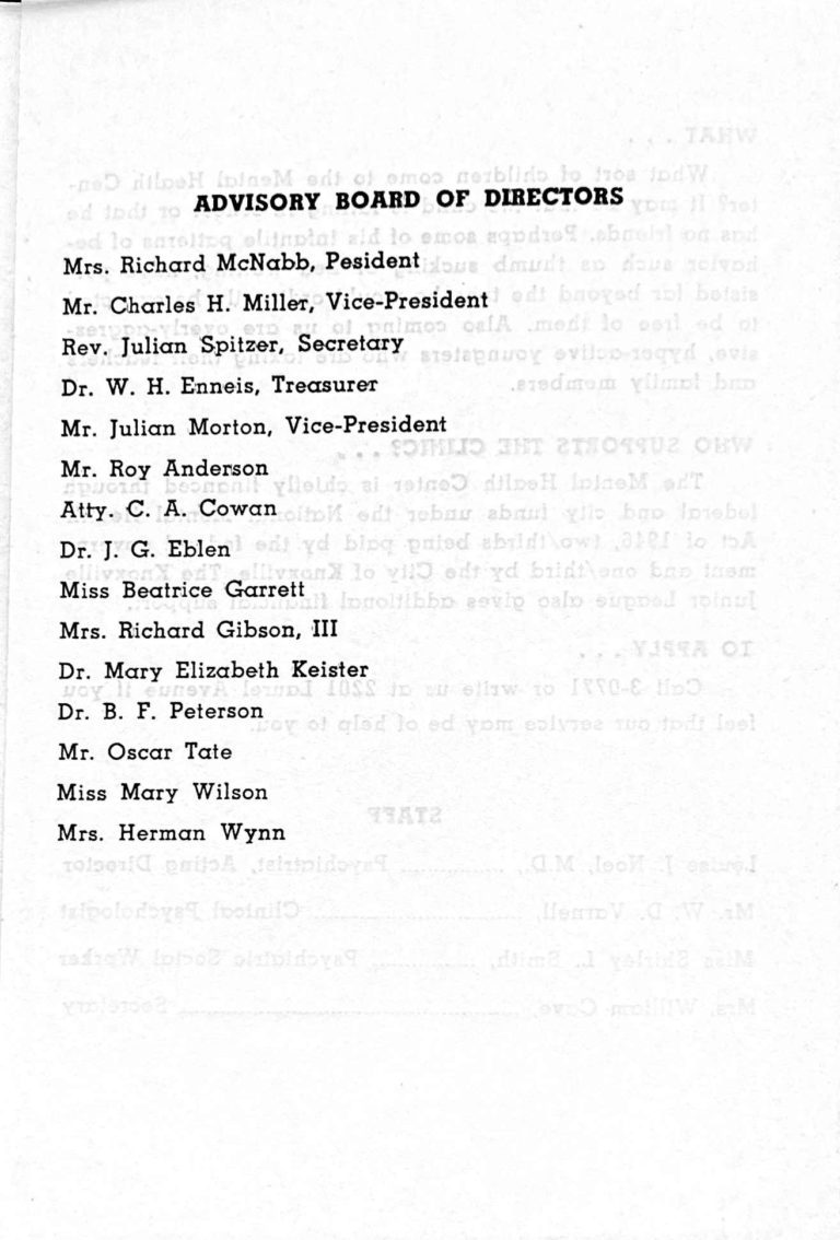 The Mental Health Center Pamphlet (1948) McNabb Center