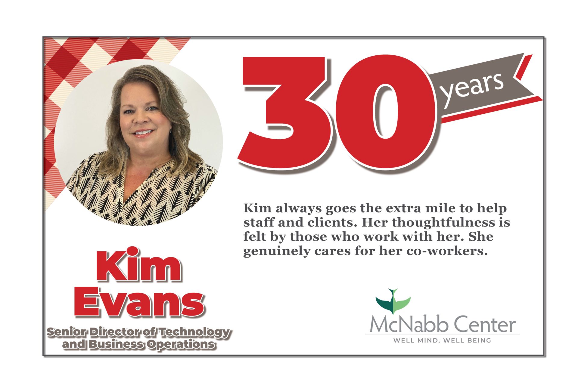 This image portrays Kim Evans by McNabb Center.